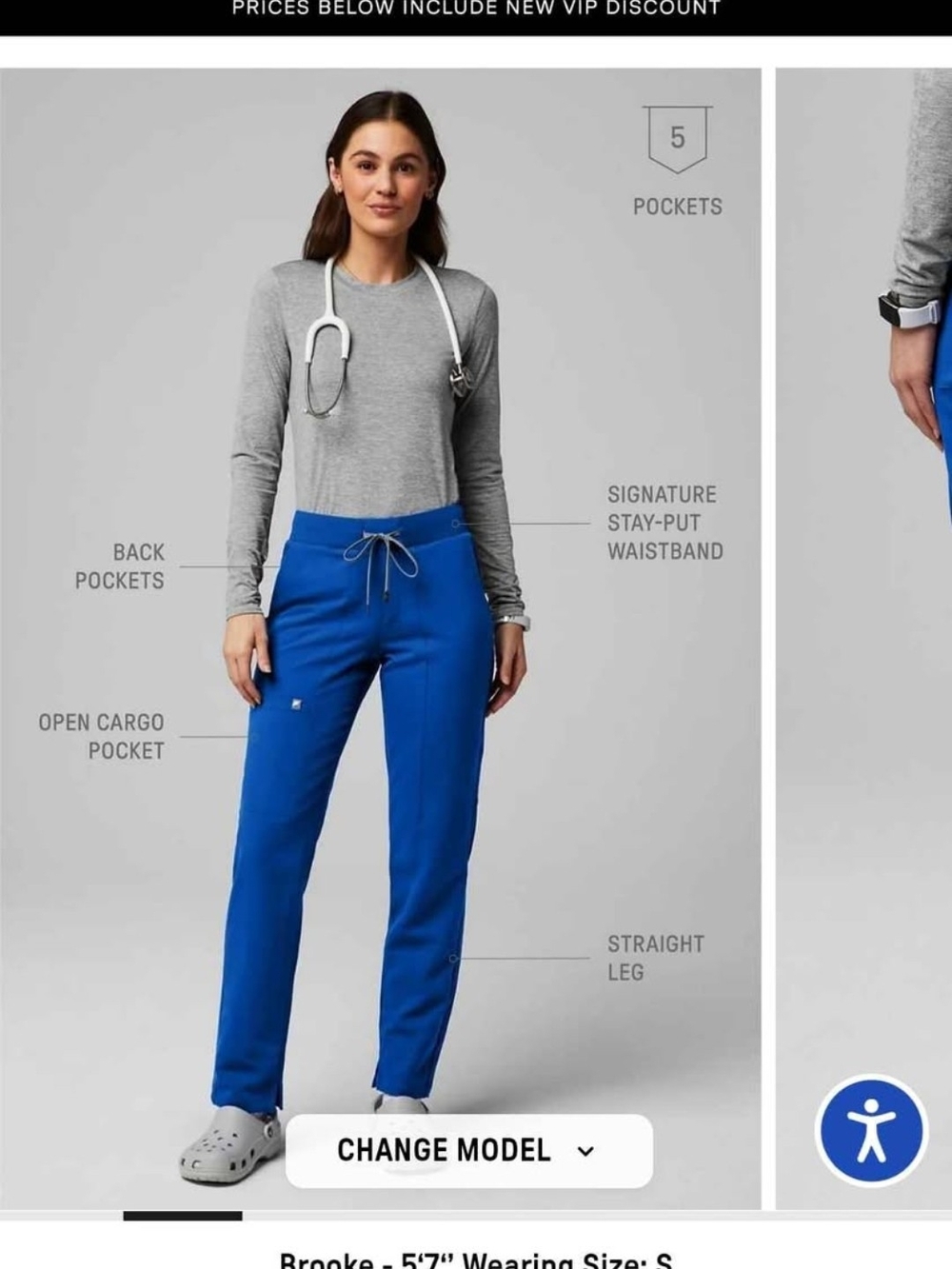 Fabletics Straight-Leg Scrub Pants in Royal Blue/ Tall Size M tall